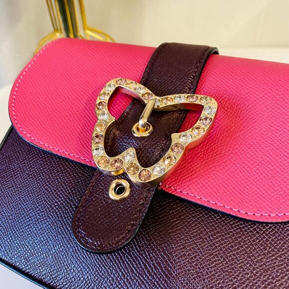 Coach C6796 Gemma Crossbody In Colorblock Strwbrry Hze/Crnbrry - Picture 5 of 8